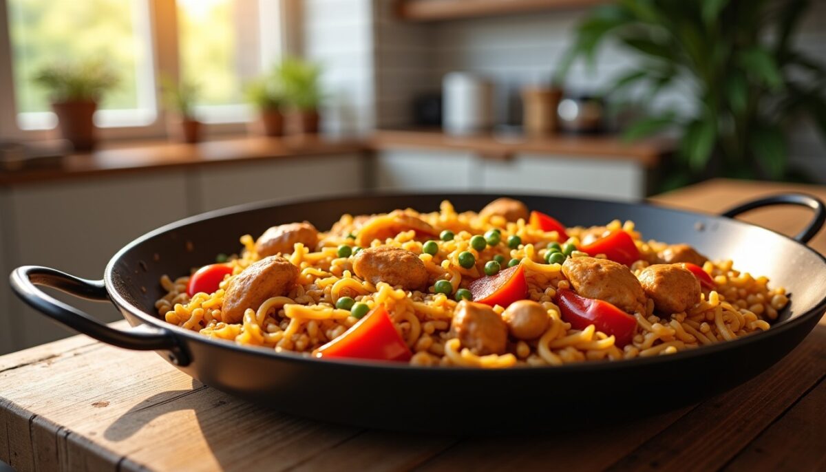 Fideuà au poulet : une recette maison simple et rapide pour régaler toute la famille