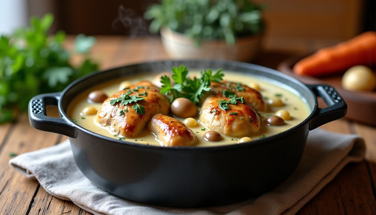 Pintade à la crème en cocotte : une recette simple et gourmande